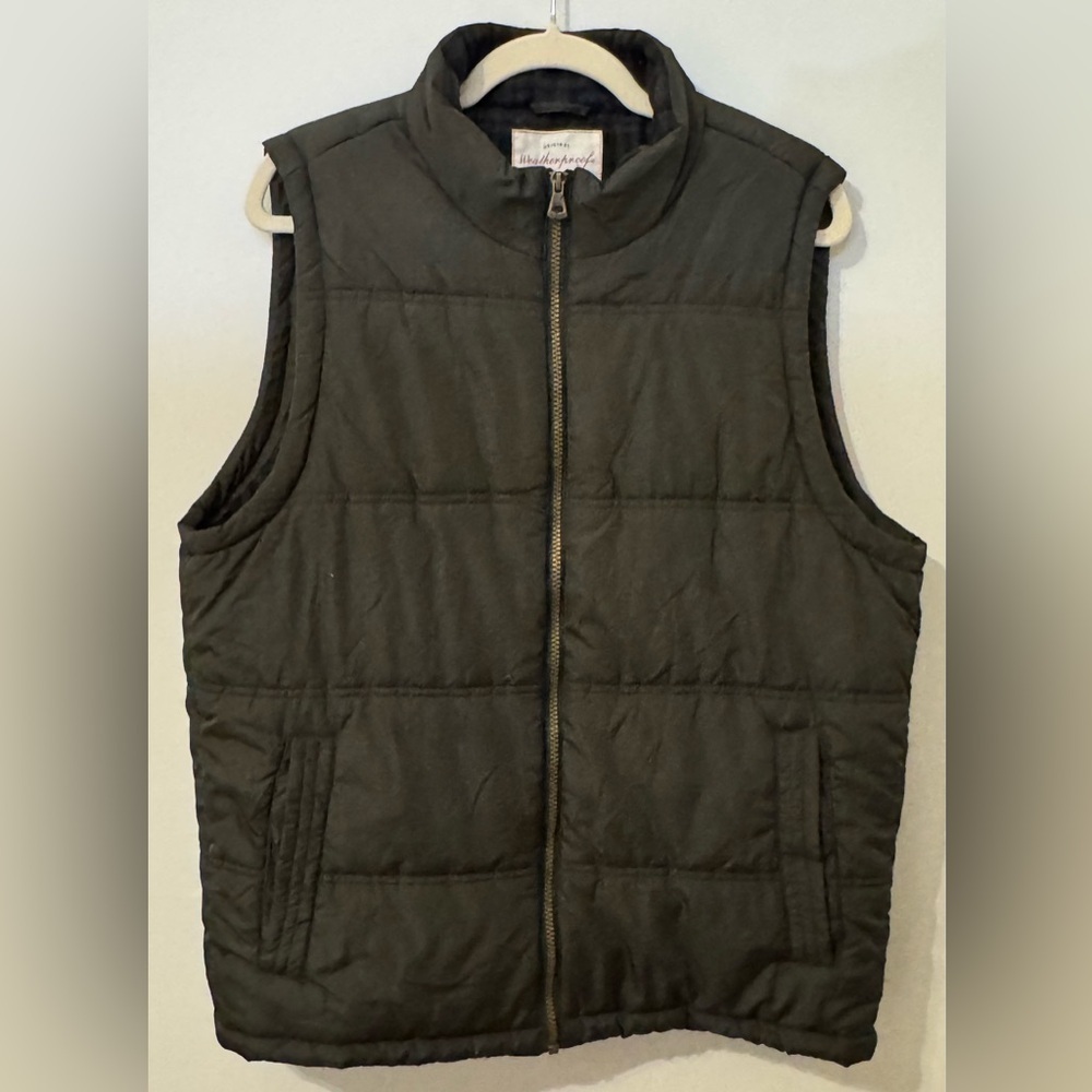 Original Weatherproof Vintage Since 1948 Black Puffer Vest Plaid Lining Size L